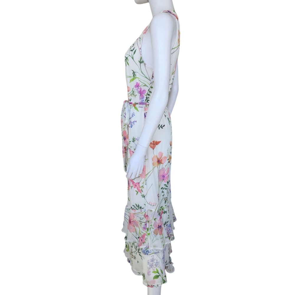 Calvin Klein Asymmetrical Ruffled Pink and Purple Maxi Dress - Picture 6 of 7